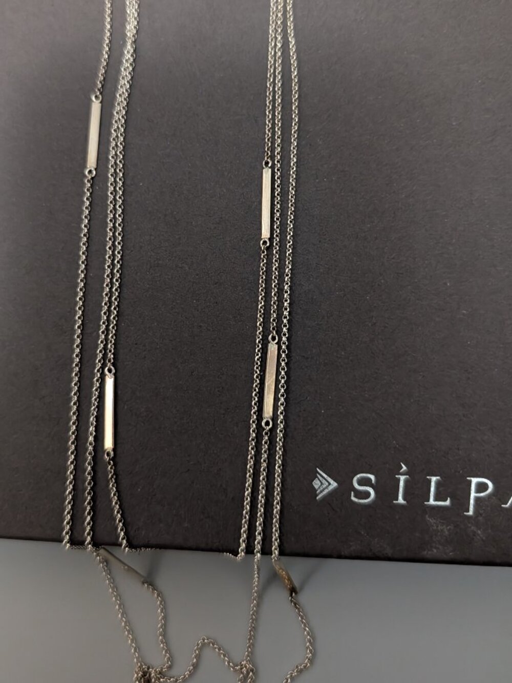 Silpada 925 sterling silver 3 strand bar and chain necklace - Picture 4 of 4